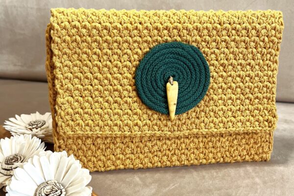 Pochette en crochet point de riz